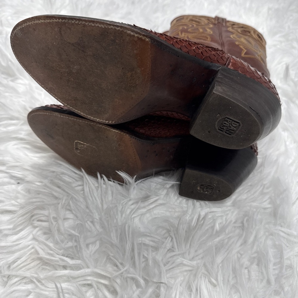 Vintage Dan Post Brown Front Cut Python Cowboy Bo… - image 6